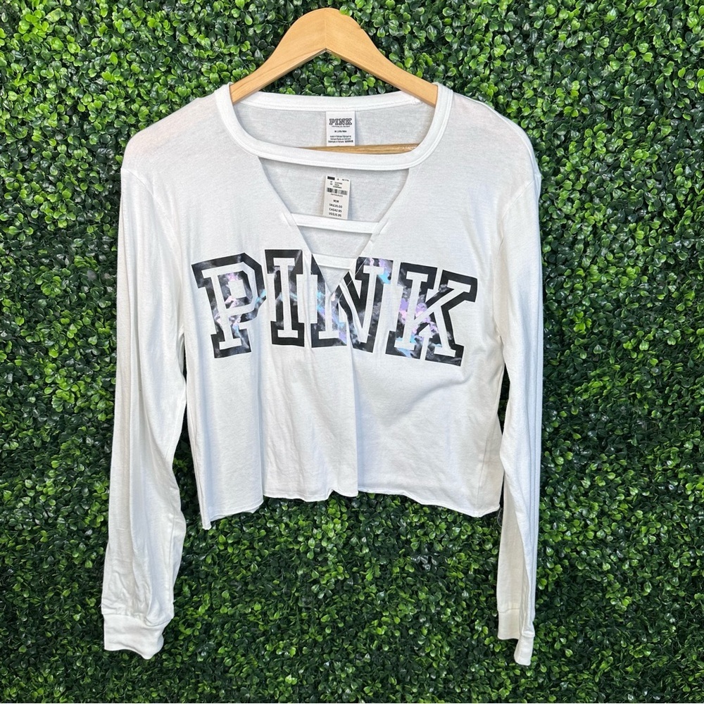 Nwt White cropped long sleeve PINK victoria secret nwt‎